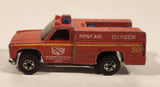 1978 Hot Wheels Emergency Squad Rescue Ranger Red Fire Truck Die Cast Toy Car Vehicle - BW - Blue Lights - Hong Kong