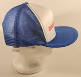 Vintage Harrold's Club Or Bust Reno Nevada Blue and White Snapback Mesh Trucker Cap Hat
