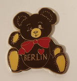 HLR Berlin Brown Teddy Bear with Red Bow 1 5/8" x 1 7/8" Enamel Metal Fridge Magnet