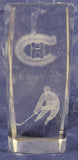 NHL Montreal Canadiens Logo and Player Laser Etched 4 3/4" Clear Glass Paper Weight