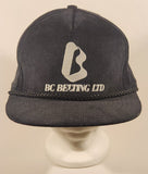 Vintage BC Belting Ltd Black Corduroy Snapback Trucker Cap Hat