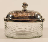 Glass Butter Dish with Embossed Silver Plated Lid