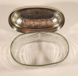 Glass Butter Dish with Embossed Silver Plated Lid