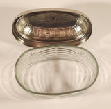 Glass Butter Dish with Embossed Silver Plated Lid