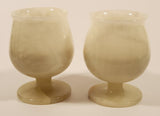 Vintage White Marble Onyx Goblet Cup Set of 2
