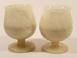 Vintage White Marble Onyx Goblet Cup Set of 2