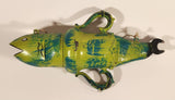 Kerras Jeffery of P.E.I. Folk Art Hand Painted Vase Shaped Eastern White Cedar Wood Fish Carving with Wrench Tail