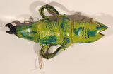 Kerras Jeffery of P.E.I. Folk Art Hand Painted Vase Shaped Eastern White Cedar Wood Fish Carving with Wrench Tail