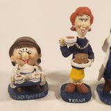 1995 Tetley Tea Head Gaffer, Teana, Sydney, and Clarence 2 1/8" to 3 1/4" Resin Promotional Figurine Set of 4