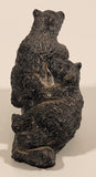 A Wolf Original Bear Cubs Climbing and Playing Carved Black Soapstone Animal Wildlife Figurine Signed A.V