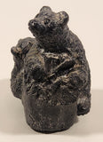 A Wolf Original Bear Cubs Climbing and Playing Carved Black Soapstone Animal Wildlife Figurine Signed A.V
