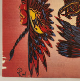 Bill Roy Red Eagles Greeting Card Artwork 8 1/2" x 9 1/4" Newspaper Cutout on Thin Board