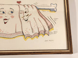 Vintage 1980s Alain Boisjoly Male and Female Towel Couple 8" x 10" Framed Art Print