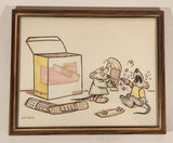 Vintage 1980s Alain Boisjoly Clumsy Skateboarder Mouse Nurse with Giant Bandage 8" x 10" Framed Art Print