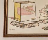 Vintage 1980s Alain Boisjoly Clumsy Skateboarder Mouse Nurse with Giant Bandage 8" x 10" Framed Art Print