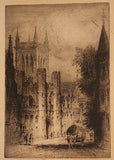 Antique James Alphege Brewer Early 1900s Cambridge St. John's College Cambridge England Etching 10" x 13 1/2" Framed Art