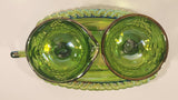 Vintage Indiana Carnival Glass Grapes Iridescent Green Creamer and Sugar Bowl Set with Tray