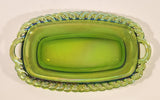Vintage Indiana Carnival Glass Grapes Iridescent Green Creamer and Sugar Bowl Set with Tray