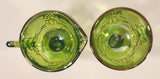 Vintage Indiana Carnival Glass Grapes Iridescent Green Creamer and Sugar Bowl Set with Tray