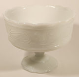 Antique E. O. Brody Co. M 6000 Cleveland Ohio U.S.A. Embossed White Milk Glass Pedestal Candy Dish