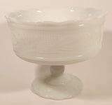 Antique E. O. Brody Co. M 6000 Cleveland Ohio U.S.A. Embossed White Milk Glass Pedestal Candy Dish