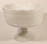 Antique E. O. Brody Co. M 6000 Cleveland Ohio U.S.A. Embossed White Milk Glass Pedestal Candy Dish