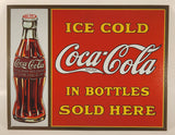 Ice Cold Coca Cola In Bottles Sold Here 12" x 16" Tin Metal Sign