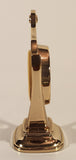 Vintage Rhythm Quartz Harp Shaped Brass Tone Metal Alarm Clock No. 4RE947 Made in Japan