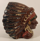 Vintage Native American Indian Chief 5 3/8" Ceramic Coin Bank
