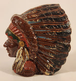 Vintage Native American Indian Chief 5 3/8" Ceramic Coin Bank