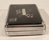 Vintage Occupied Japan Black Lacquer Purple Flower Cigarette Case Lighter Combo