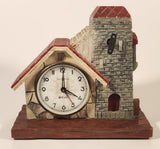 Antique Rare Meiko Tokei Trade Mark T Windmill 6" Wind Up Musical Wood Desk Clock