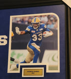 CFL Winnipeg Blue Bombers #4 Adam Bighill #9 Justin Medlock #33 Andrew Harris #15 Matt Nichols and Stadium 27" x 36" Framed Photograph Collage