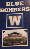 CFL Winnipeg Blue Bombers #4 Adam Bighill #9 Justin Medlock #33 Andrew Harris #15 Matt Nichols and Stadium 27" x 36" Framed Photograph Collage