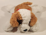 Brown and White Puppy Dog with Red Bow 12" Stuffed Plush Toy