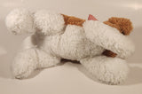 Brown and White Puppy Dog with Red Bow 12" Stuffed Plush Toy