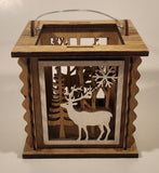 Reindeer and Snowflake Wood Tealight Candle Holder