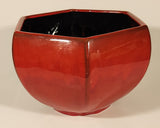 Rare Vintage Blue Mountain Pottery Red Drip Glaze Hexagon Shaped Planter