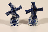 Delft Blue Windmill 3" Porcelain Salt and Pepper Shakers Set of 2