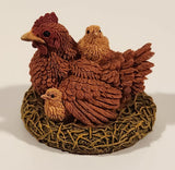 1997 Stratford Collection Chicken Hen with Chicks Miniature 1 1/4" Resin Figurine