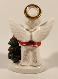 Vintage Gift Craft December Angel Holding Present Next To Christmas Tree Hand Painted 4 1/2" Fine China Figurine