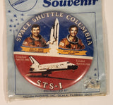 STS Souvenir Space Shuttle Columbia STS-1 3 1/2" Round Button Pin On Card