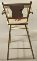 Vintage Mid Century Kids White Painted Wooden Toy Doll High Chair with Mouse and Dog Decal