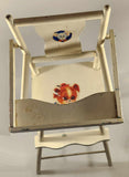 Vintage Mid Century Kids White Painted Wooden Toy Doll High Chair with Mouse and Dog Decal