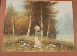 Girl Walking in Meadow By Trees Original Painting By Denala