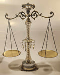 Vintage Crystal Glass Italian Marble Brass 18 1/4" Tall Scales of Justice Balance Scale