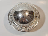 Vintage Engraved Silver Look Dome Roll Top 5 1/4" Diameter Caviar Butter Serving Dish with Glass Insert Made in England