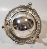 Vintage Engraved Silver Look Dome Roll Top 5 1/4" Diameter Caviar Butter Serving Dish with Glass Insert Made in England