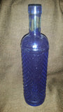 Vintage Blue Painted Raised Glass Wine Bottle Diamond Pattern - Treasure Valley Antiques & Collectibles