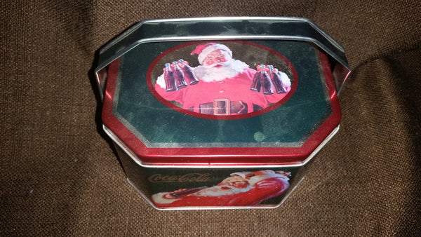 Collectible 2002 Santa Holiday Joy Zellers Coca Cola Coke Tin Box with Handles - Treasure Valley Antiques & Collectibles